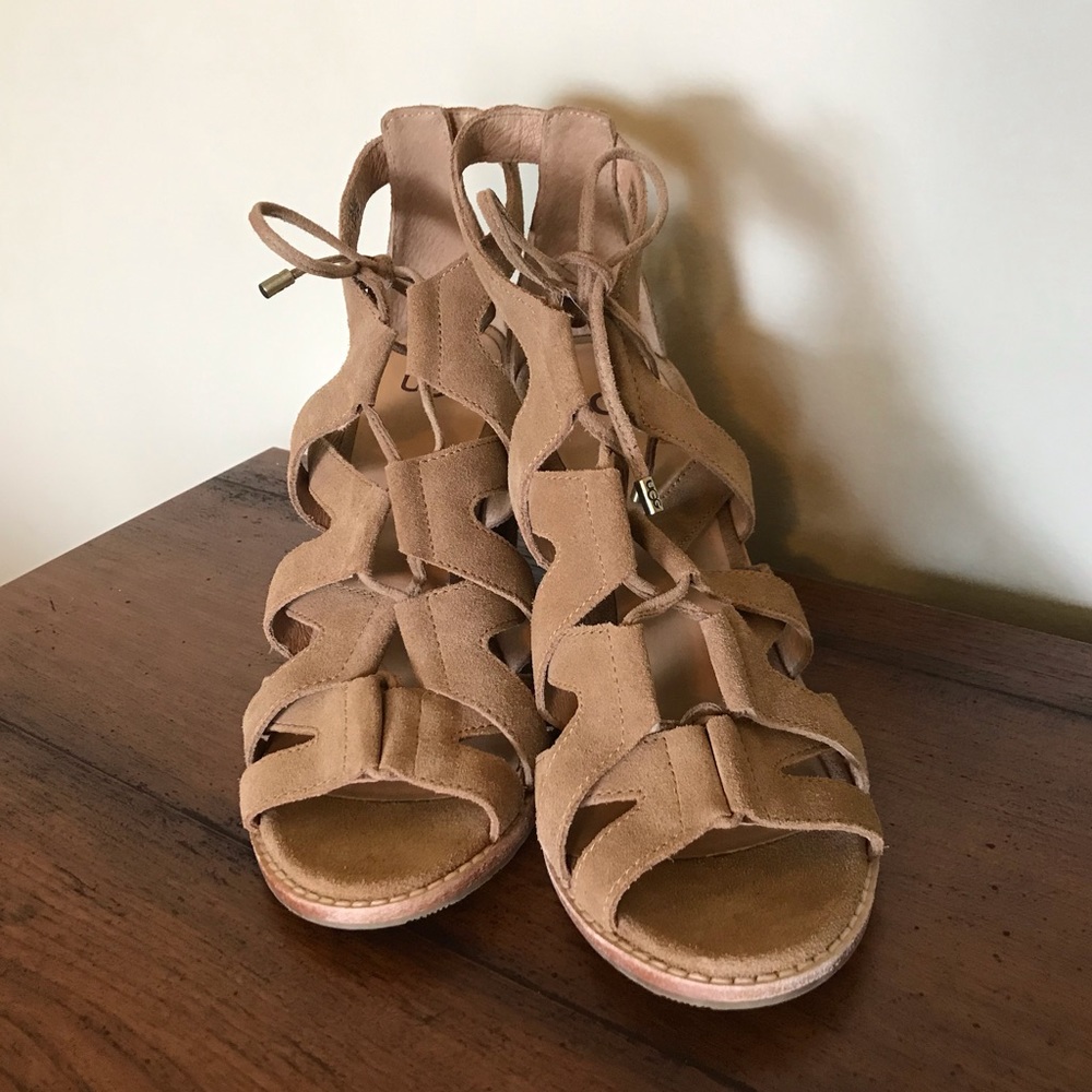 NWOT Ugg Harris tan suede chunky heel - Picture 3 of 7